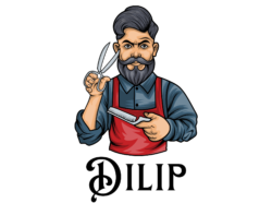 red and black illustrative barber shop logo